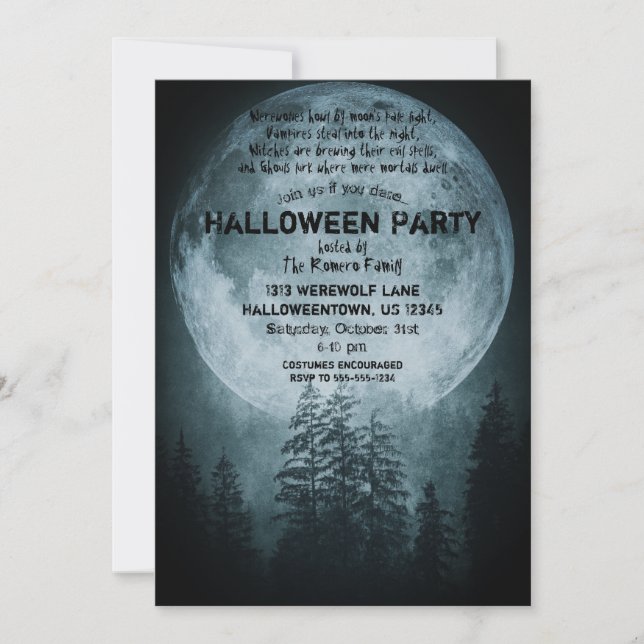 Invitación a la fiesta de Halloween de Luna Comple (Anverso)