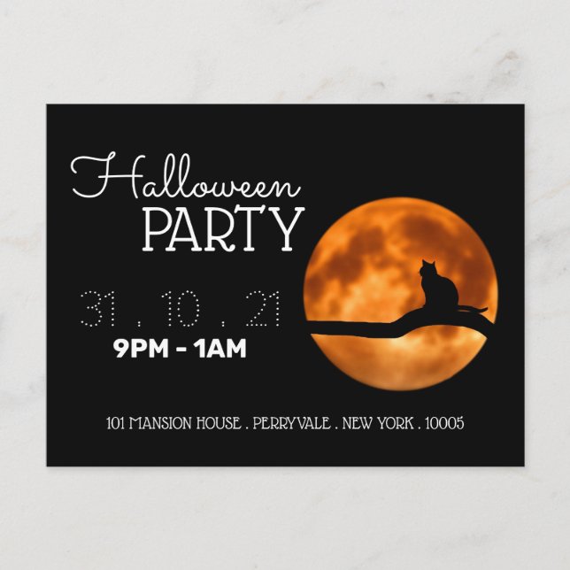 Invitación a la fiesta de Halloween de Luna de San (Anverso)
