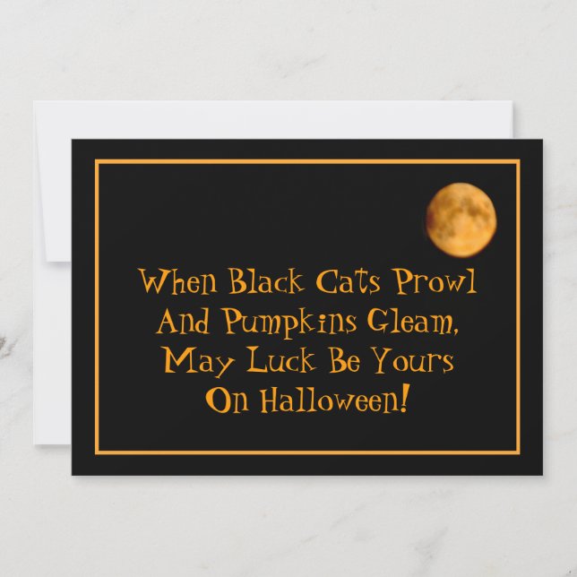 Invitación a la fiesta de Halloween de Luna y Gato (Anverso)