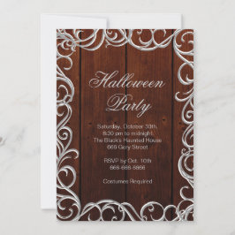 Invitación a la fiesta de Halloween de madera