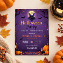 Invitación a la fiesta de Halloween de murciélago