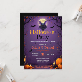 Invitación a la fiesta de Halloween de murciélago