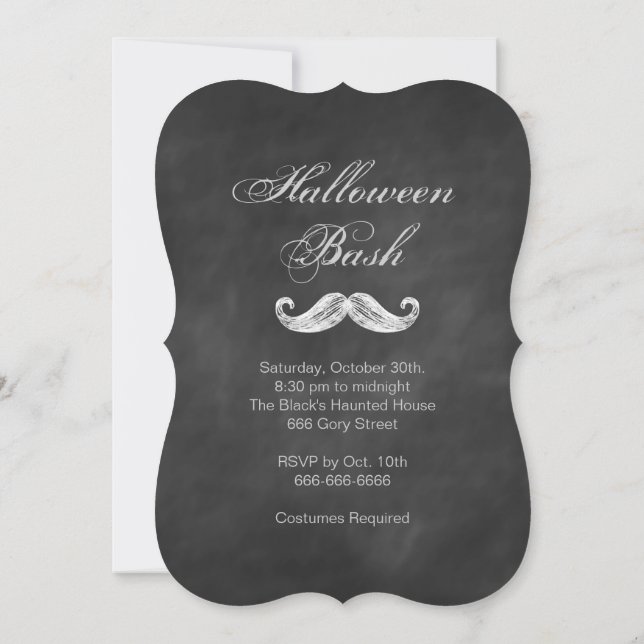 Invitación a la fiesta de Halloween de Mustache Ch (Reverso)