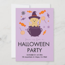 Invitación a la fiesta de Halloween de naranja y p