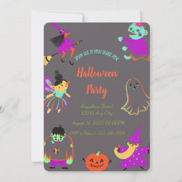 Invitación a la fiesta de Halloween de Neon Spooky