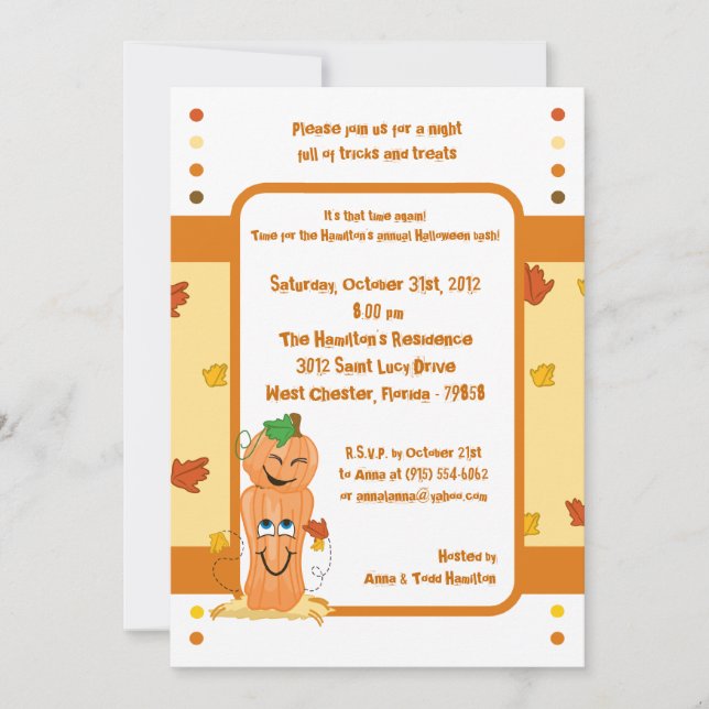 Invitación a la fiesta de Halloween de Parche de C (Anverso)