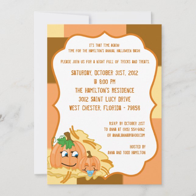 Invitación a la fiesta de Halloween de Parche de C (Anverso)