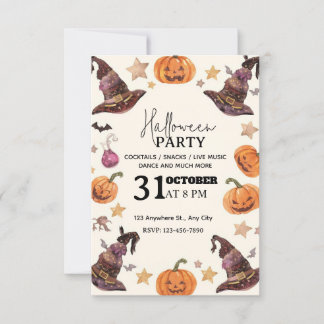 Invitación a la fiesta de Halloween de Pastel Wate