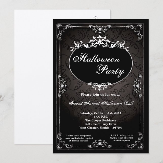 Invitación a la fiesta de Halloween de Pendant Bro (Anverso / Reverso)
