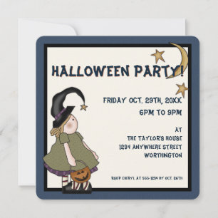 Invitación a la fiesta de Halloween de Prim Witch