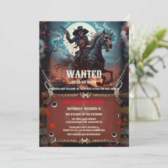 Invitación a la fiesta de Halloween de Quillaje y  (Anverso de pie)