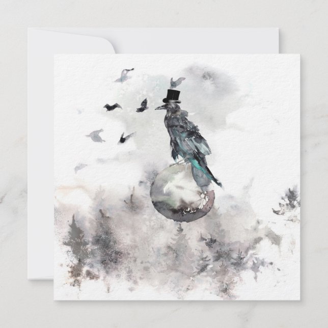 Invitación a la fiesta de Halloween de Raven Moon  (Reverso)