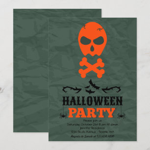 Invitación a la fiesta de Halloween de Skull and C