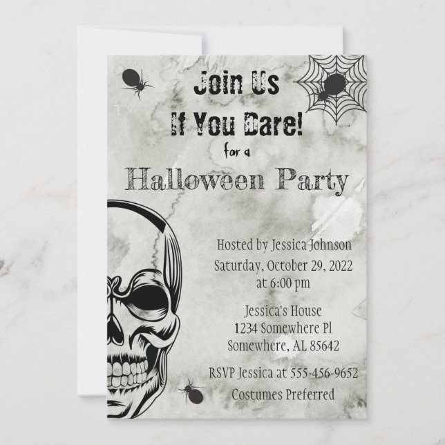 Invitación a la fiesta de Halloween de Skull and S (Anverso)