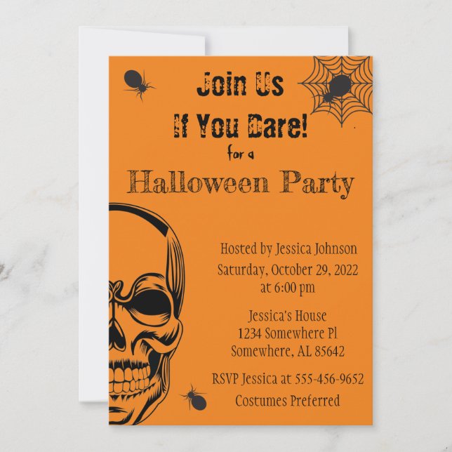 Invitación a la fiesta de Halloween de Skull and S (Anverso)