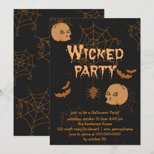 Invitación a la fiesta de Halloween de Skulls Bats