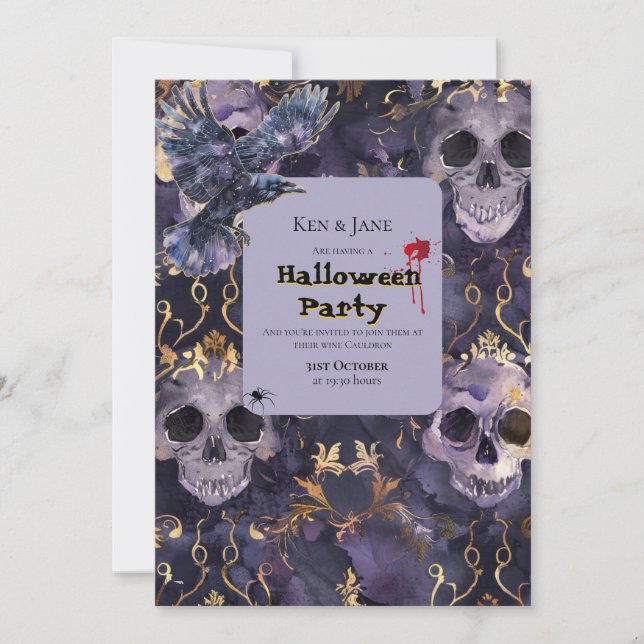 Invitación a la fiesta de Halloween de Skulls & Ra (Anverso)