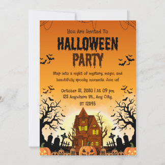 Invitación a la fiesta de Halloween de tallado de 