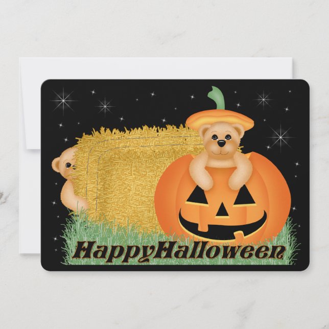 Invitación a la fiesta de Halloween de Teddy Bear  (Anverso)