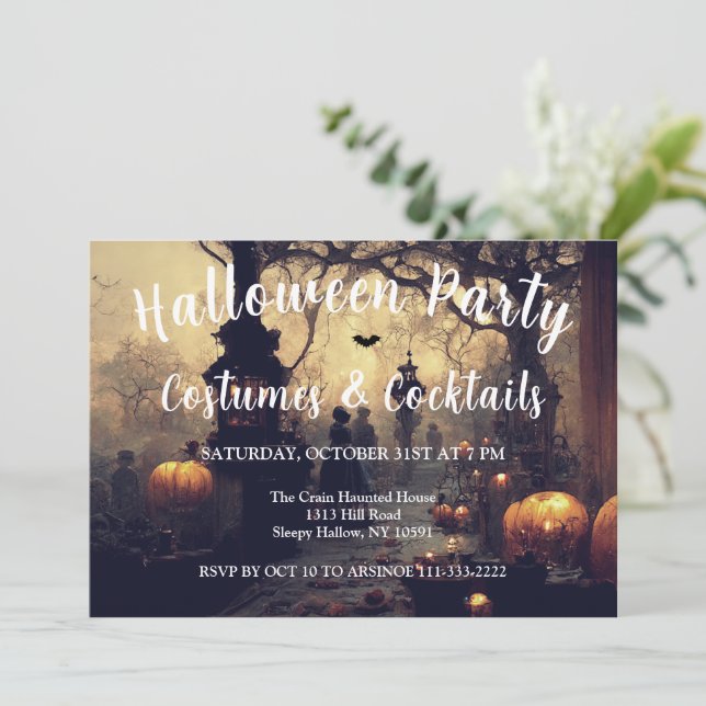 Invitación a la fiesta de Halloween de Todas las H (Anverso de pie)