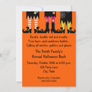 Invitación a la fiesta de Halloween de tres brujas