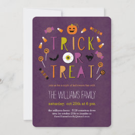 Invitación a la fiesta de Halloween de Truco o Tra