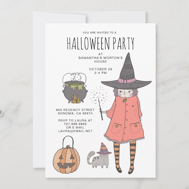 Invitación a la fiesta de Halloween de un chico br (Anverso)