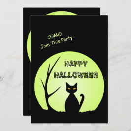 Invitación a la fiesta de Halloween de un gato hor