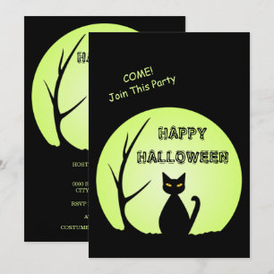 Invitación a la fiesta de Halloween de un gato hor