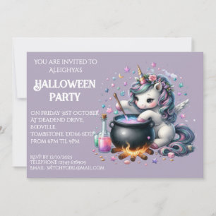Invitación a la fiesta de Halloween de Unicornio