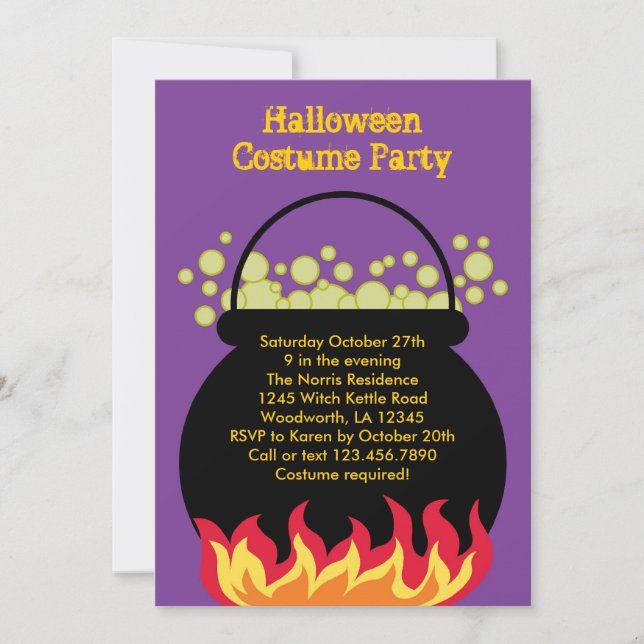 Invitación a la fiesta de Halloween de Witch Cauld (Anverso)