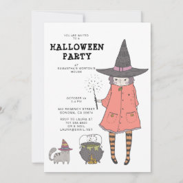 Invitación a la fiesta de Halloween de Witch Kid