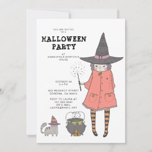 Invitación a la fiesta de Halloween de Witch Kid
