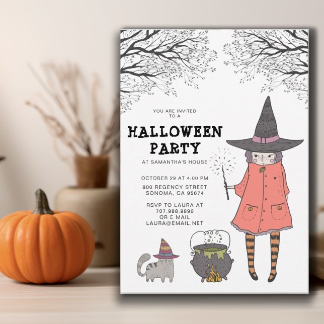 Invitación a la fiesta de Halloween de Witch Kid (Subido por el creador)