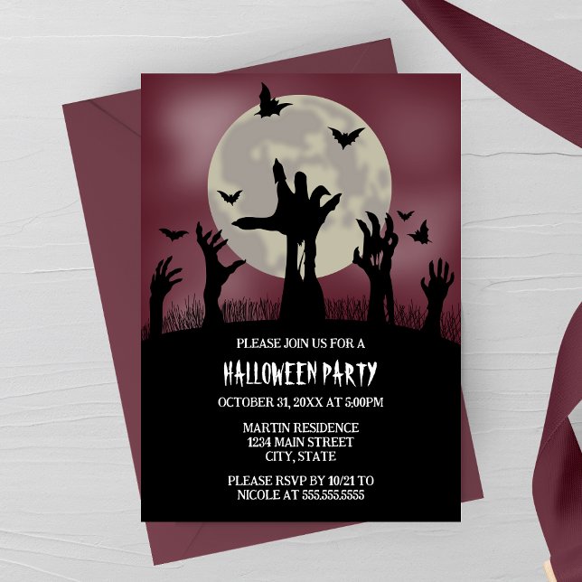 Invitación a la fiesta de Halloween de Zombie Hand (Subido por el creador)