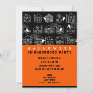 Invitación a la fiesta de Halloween del barrio