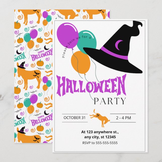 Invitación a la Fiesta de Halloween del Burro (Anverso / Reverso)