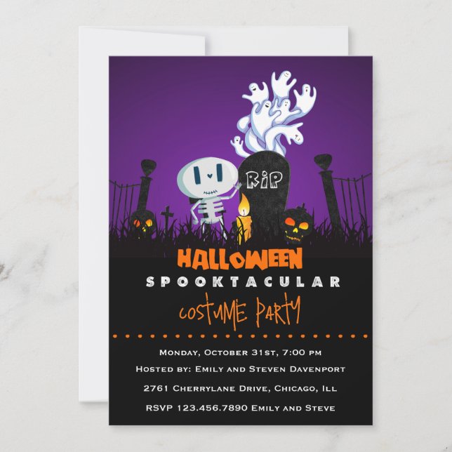 Invitación a la Fiesta de Halloween del Cementerio (Anverso)