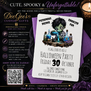 Invitación a la fiesta de Halloween del chico zomb