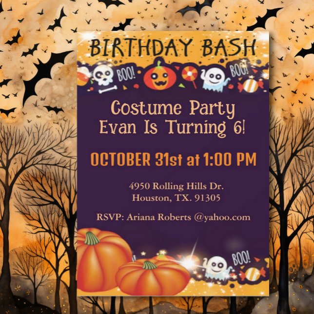 Invitación a la fiesta de Halloween del cumpleaños (Subido por el creador)