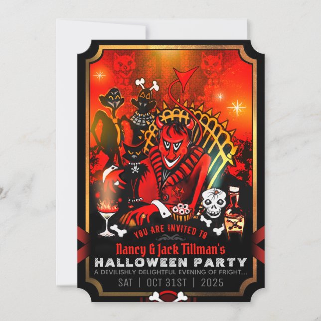 Invitación a la fiesta de Halloween del diablo (Anverso)