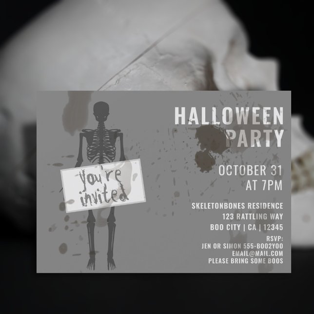 Invitación a la fiesta de Halloween del esqueleto  (Subido por el creador)