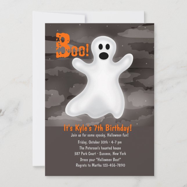 Invitación a la Fiesta de Halloween del Fantasma A (Anverso)