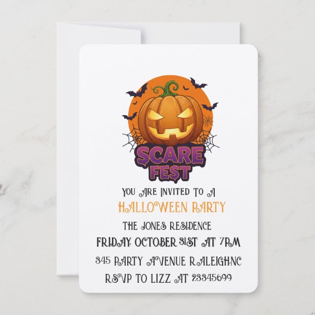 Invitación a la fiesta de Halloween del Festival d (Anverso)