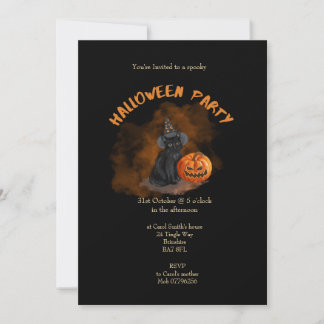 Invitación a la fiesta de Halloween del gato espel