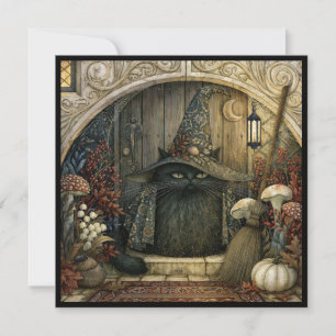 Invitación a la fiesta de Halloween del gato negro