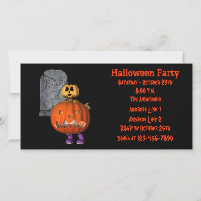 Invitación a la fiesta de Halloween del Hombre de  (Anverso)