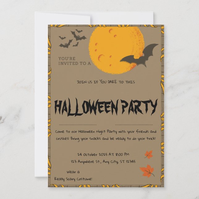 Invitación a la fiesta de Halloween del mal (Anverso)