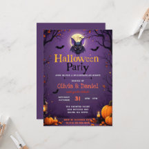 Invitación a la fiesta de Halloween del murciélago
