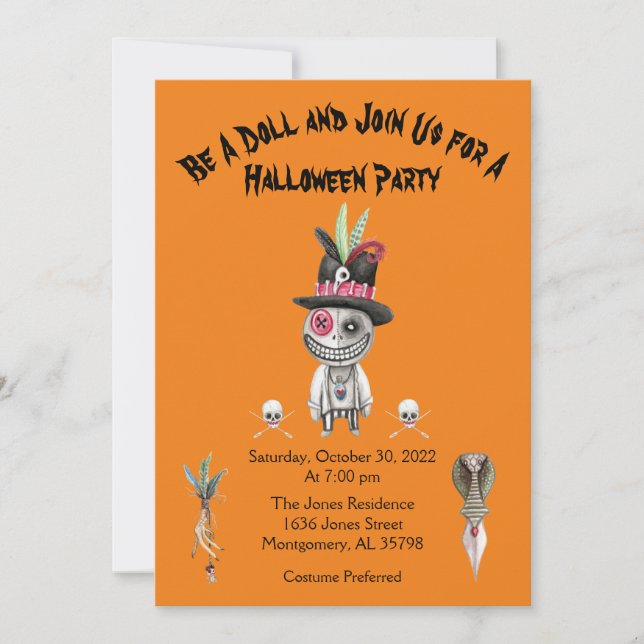 Invitación a la fiesta de Halloween del naranja Bo (Anverso)